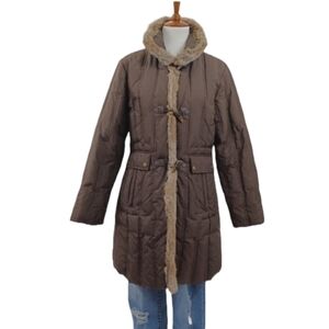 VINTAGE LARRY LEVINE DOWN PUFFER COAT/RABBIT FUR TRIM SIZE M